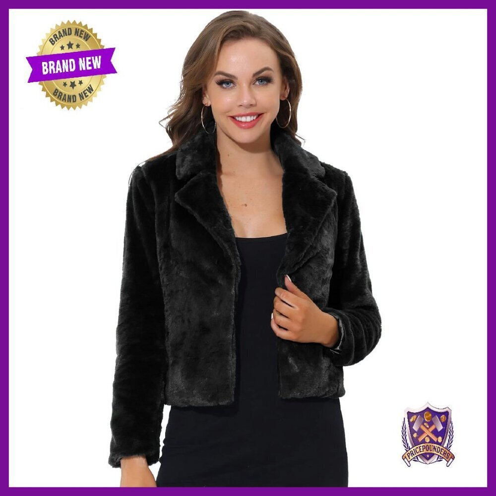 Cropped Faux Fur Jacket Cardigan Shrug Fluffy Winter Coat